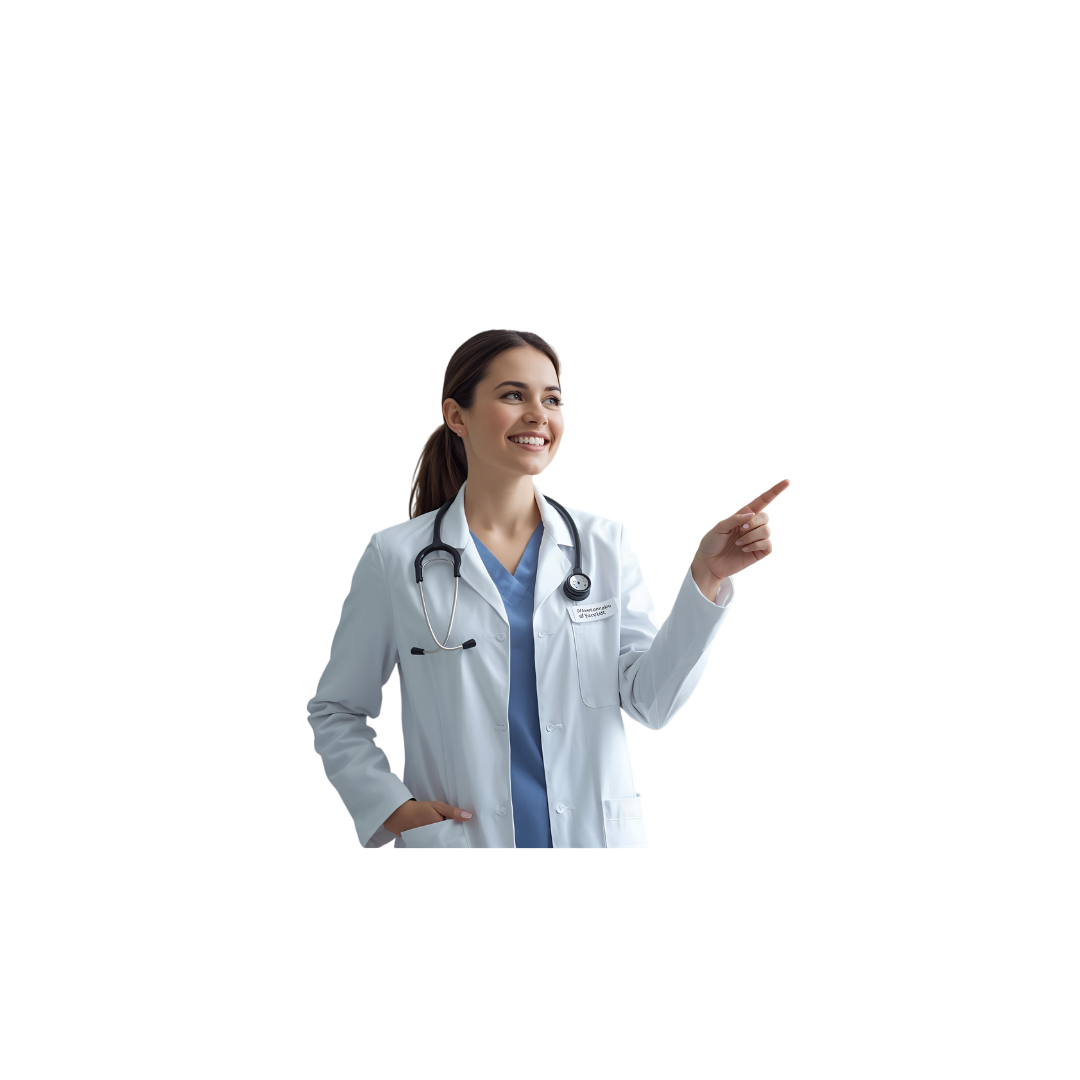 Doctor pointing towards features